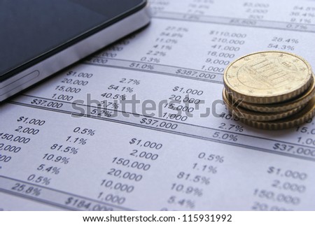 Accounts and charts with business equipment