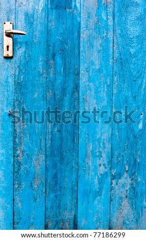 The doors made of wood painted blue