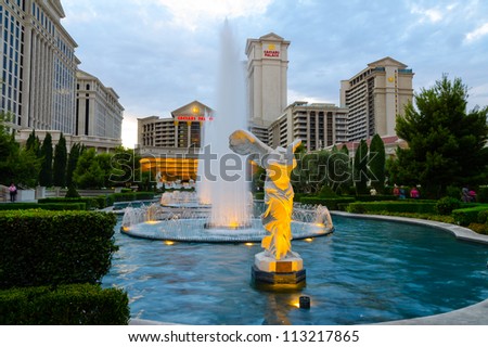 LAS VEGAS - AUGUST 12: Caesars Palace hotel & casino on August 12, 2012 in Las Vegas. It opened on August 5, 1966 and has 3,348 rooms in five towers: Augustus, Centurion, Roman, Palace, and Forum.