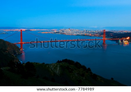 Golden Gate Bridge and San Francisco at night