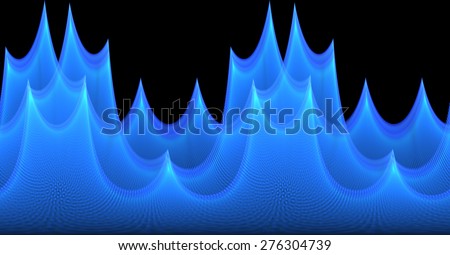 Intricate ice blue spiky wave design on black background (tile able / frieze)