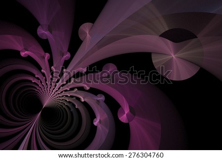 Intricate pink / purple abstract ripple / disc design on black background