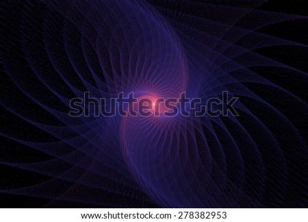 Intricate glowing pink / purple abstract string spiral design on black background