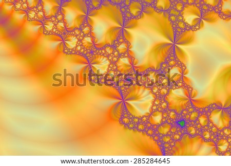 Intricate yellow / orange / purple abstract fractal woven lace design