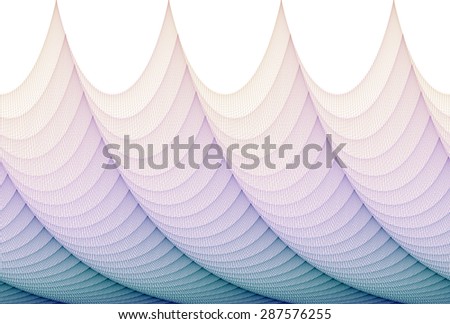Intricate green / peach abstract textured wave design on white background