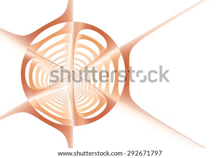 Funky red / orange / peach abstract woven disc / web design on white background
