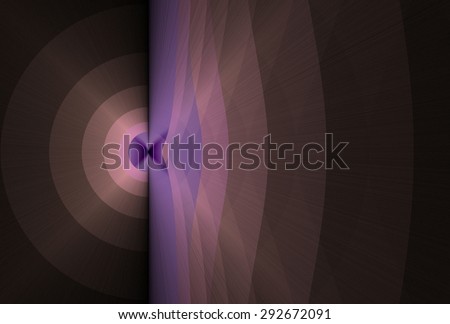 Intricate peach, pink and purple abstract ripple / target / disc design on black background