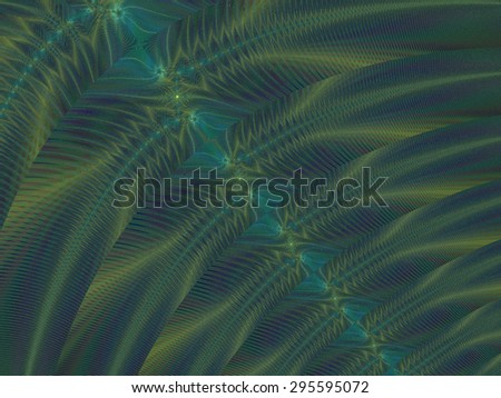 Intricate blue / green / teal / purple abstract fern / ripple leaf design on black background