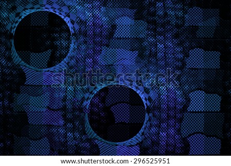 Intricate teal / blue / purple tiled checkered structure with holes on black background