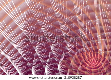 Intricate pink, purple and peach abstract woven ripple design on white background