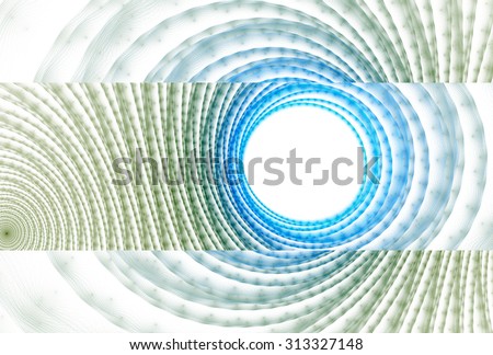 Modern textured teal, blue and green abstract disc / hole design on white background