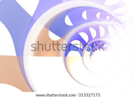 Funky blue, purple and peach abstract disc design on white background