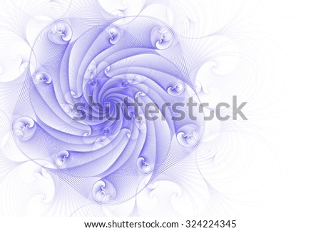 Funky purple abstract rotating flower design on white background