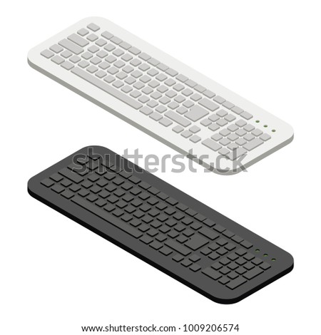 KEYBOARD ISOMETRIC IN WHITE AND BLACK COLOR