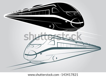 Train outline and silhouette vector