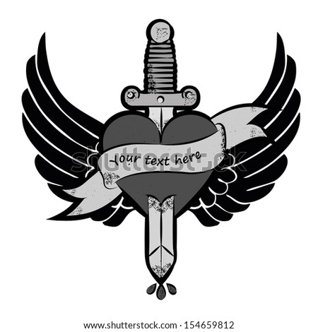 Heart With Wings And Sword Vector - 154659812 : Shutterstock