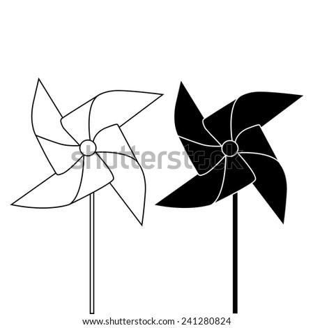 PINWHEEL OUTLINE AND SILHOUETTE illustration vector