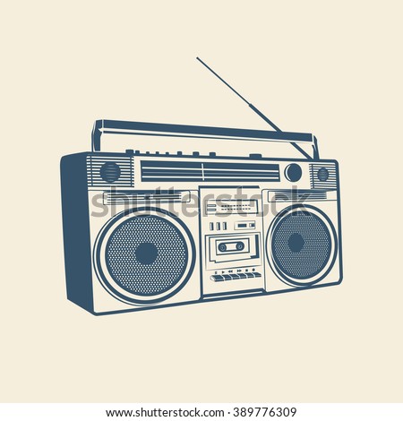 Tape recorder, Cassette recorder outline illustration vector