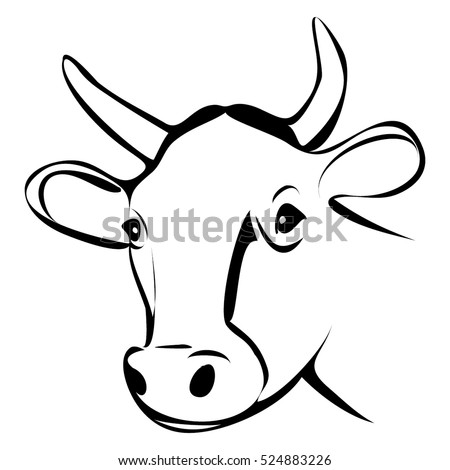 Cow Head Outline Vector - 524883226 : Shutterstock