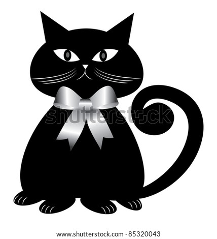 Black Fat Cat Vector - 85320043 : Shutterstock