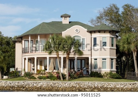 Luxury mansion  real estate on the water in Florida