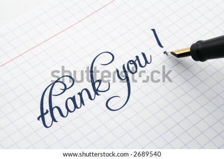thank you note with a pen