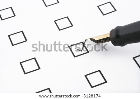 checklist with one box ticked and a pen