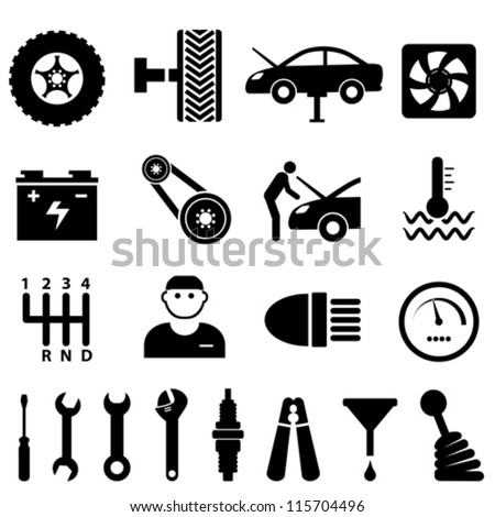 Car maintenance and repair icon set