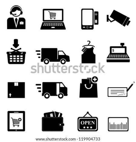 Shopping icon set in black