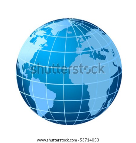 Globe showing Europe, Africa and Americas with Atlantic Ocean