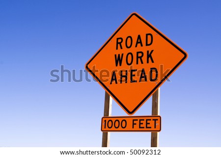 Road work ahead traffic sign
