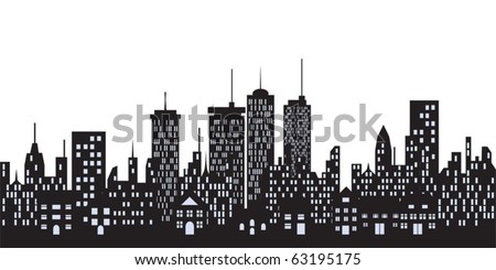 Big City Skyline With Tall Buildings Stock Vector Illustration 63195175 ...