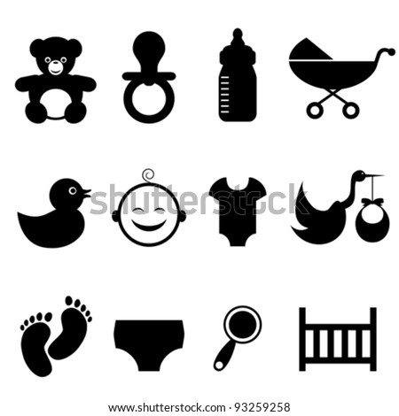 Baby And Newborn Icon Set Stock Vector Illustration 93259258 : Shutterstock