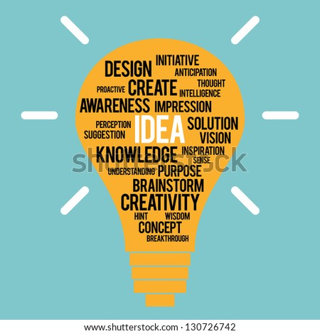 Vector Illustration Of A Lightbulb With Idea Synonyms And Associations ...