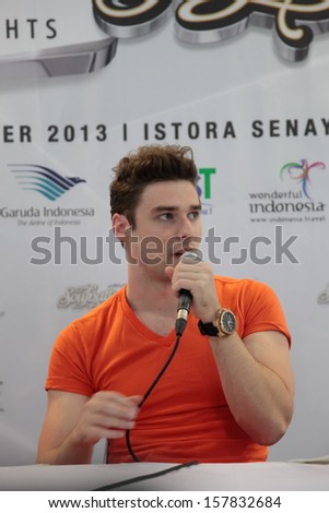 JAKARTA, INDONESIA - OCTOBER 04: Nicholas Louis Noonan of Karmin, American duo at the press conference on 1st of The 6th Java Soulnation Festival 2013 on October 4, 2013 in Jakarta, Indonesia.