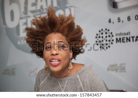 JAKARTA, INDONESIA - OCTOBER 6: American singer, Macy Gray is giving a press conference at the 6th LA Lights Java Soulnation Festival 2013 on October 6, 2013 in Jakarta, Indonesia.