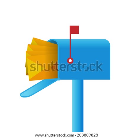 Vector illustration of a mailbox full of mails.