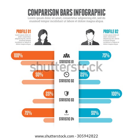 Comparison bars infographic design element.