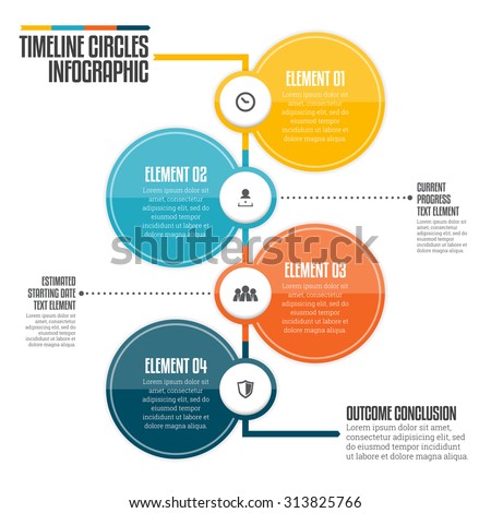 Vector illustration of vertical timeline circle infographic design element.