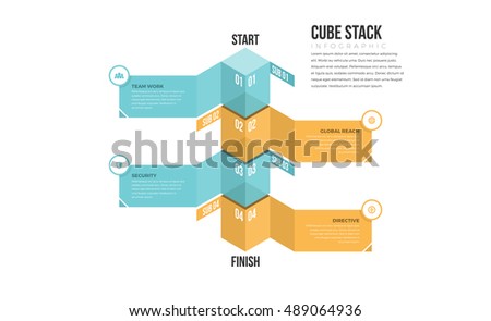 Vector illustration of cube stack infographic design element.