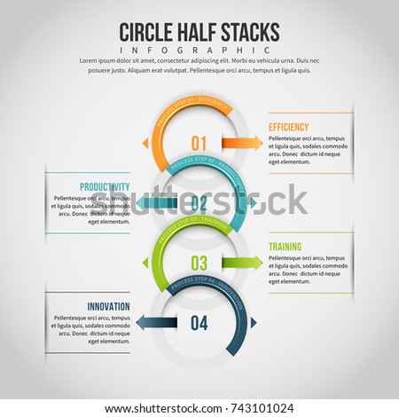 Vector illustration of circle half stacks infographic design element.