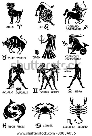 zodiac signs with texts in English and Spanish