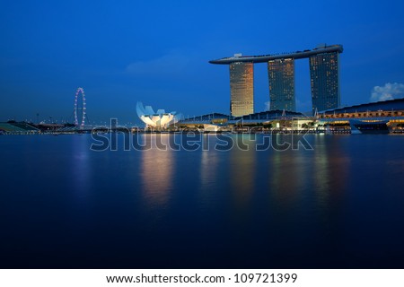 SINGAPORE- APRIL 20: Marina Bay Sands on April 20, 2012 in Singapore. It is projected to stimulate about 0.8% to Singapore\'s Gross Domestic Product by 2015, employing 10,000 people.