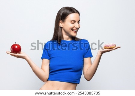Similar – Image, Stock Photo cheerful young woman between red stripes