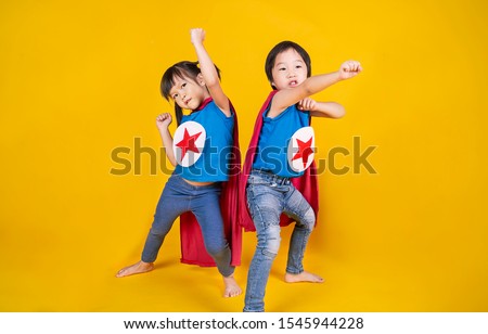 Similar – Image, Stock Photo Happy young toddler boy playing in the indoor play area