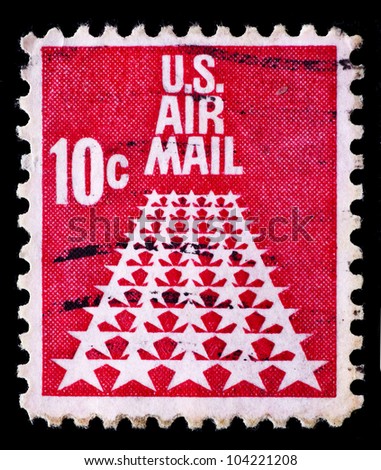 UNITED STATES OF AMERICA - CIRCA 1968: mail stamp printed in USA featuring the fifty star US Air Mail, circa 1968