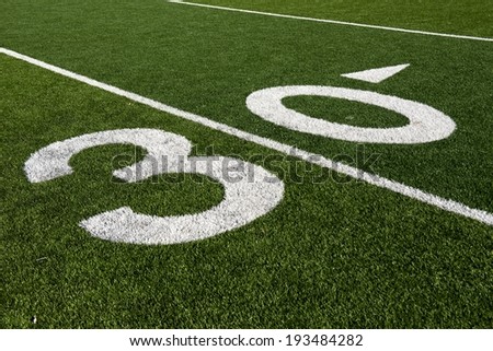 The 30 yard line on an American Football field.