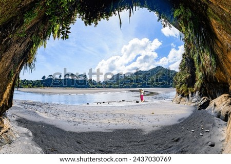 Similar – Image, Stock Photo Woman photographing rocky formations on smartphone