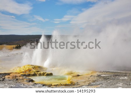 The most well-known geysers in the world in Yellowstone Park