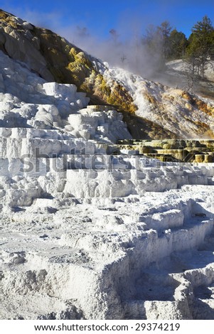 Picturesque Mammoth Hot Springs in Yellowstone national park in the USA